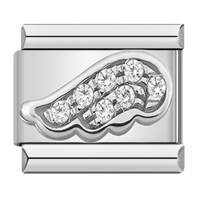 Hapiship Nový originálny okrúhly prívesok s krídlami Daisy a princeznej, taliansky prívesok s náramkom CZ, vhodný pre 9 mm náramok z nehrdzavejúcej ocele, výroba šperkov DJ199