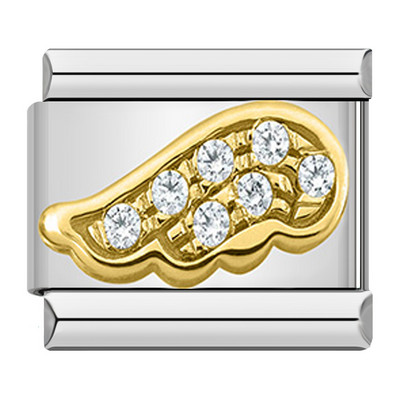 Hapiship Nový originálny okrúhly prívesok s krídlami Daisy a princeznej, taliansky prívesok s náramkom CZ, vhodný pre 9 mm náramok z nehrdzavejúcej ocele, výroba šperkov DJ199