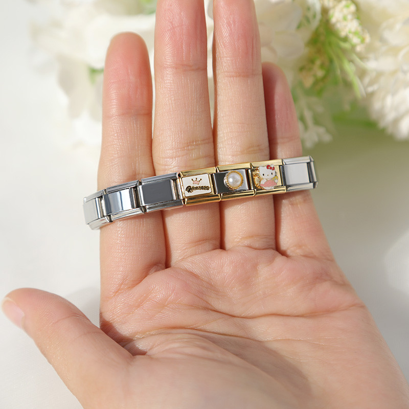 Hapiship Nový originálny okrúhly prívesok s krídlami Daisy a princeznej, taliansky prívesok s náramkom CZ, vhodný pre 9 mm náramok z nehrdzavejúcej ocele, výroba šperkov DJ199