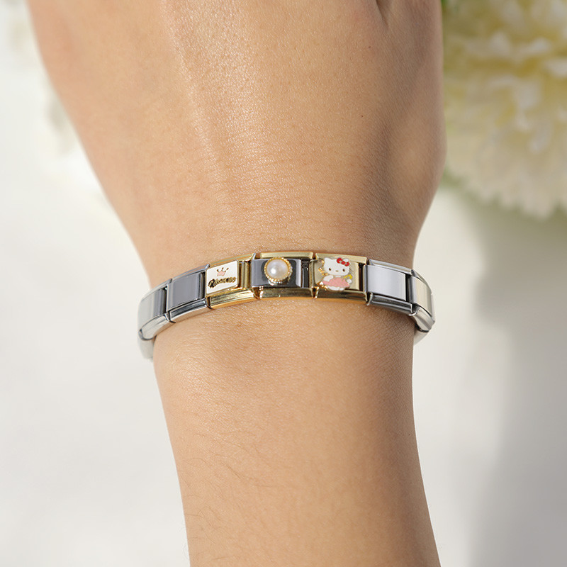 Hapiship Nový originálny okrúhly prívesok s krídlami Daisy a princeznej, taliansky prívesok s náramkom CZ, vhodný pre 9 mm náramok z nehrdzavejúcej ocele, výroba šperkov DJ199