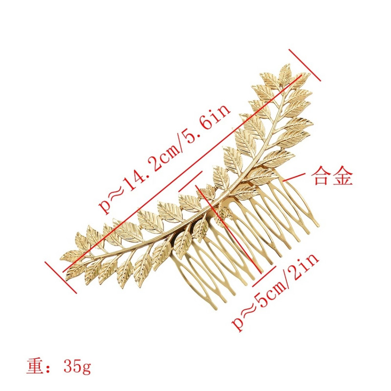 Görög istennőlevél hajfésűk nőknek Fém levél hajtűk Ékszerek Menyasszonyi fejdísz francia esküvői eljegyzési hajkiegészítő