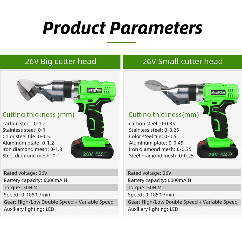 Prijenosne bežične punjive električne škare Rezač lima Škare Električni alat 26V 6000mAh