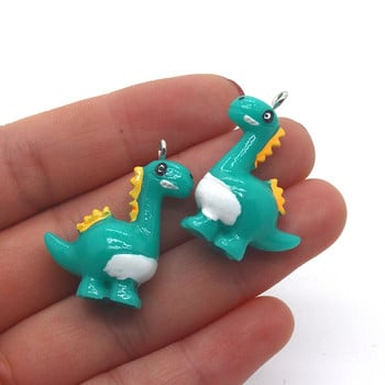 10 τμχ/συσκευασία Χαριτωμένα 3D Cartoon Dinosaur Resin Charms Αστεία μενταγιόν για μικρά ζώα για σκουλαρίκι κολιέ Diy κοσμήματα κάνουν αξεσουάρ