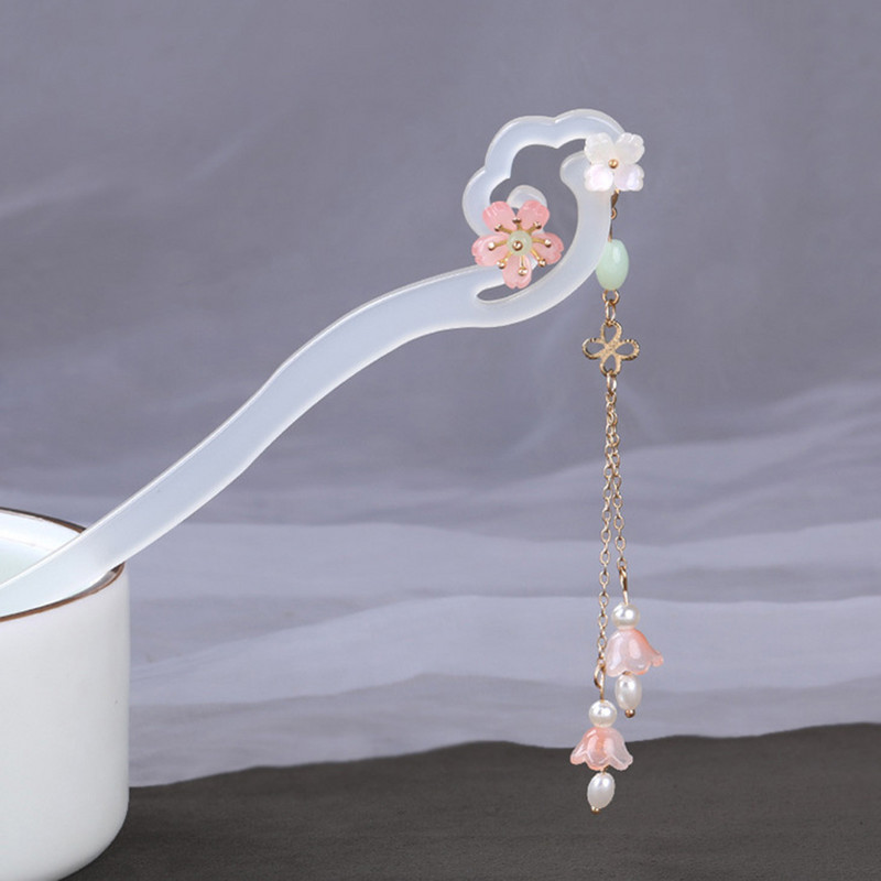 Čínske vlasové tyčinky s kvetinovou výzdobou, prívesok, šperky, retro módny účes, držiak na cop, šperky pre ženy a dievčatá