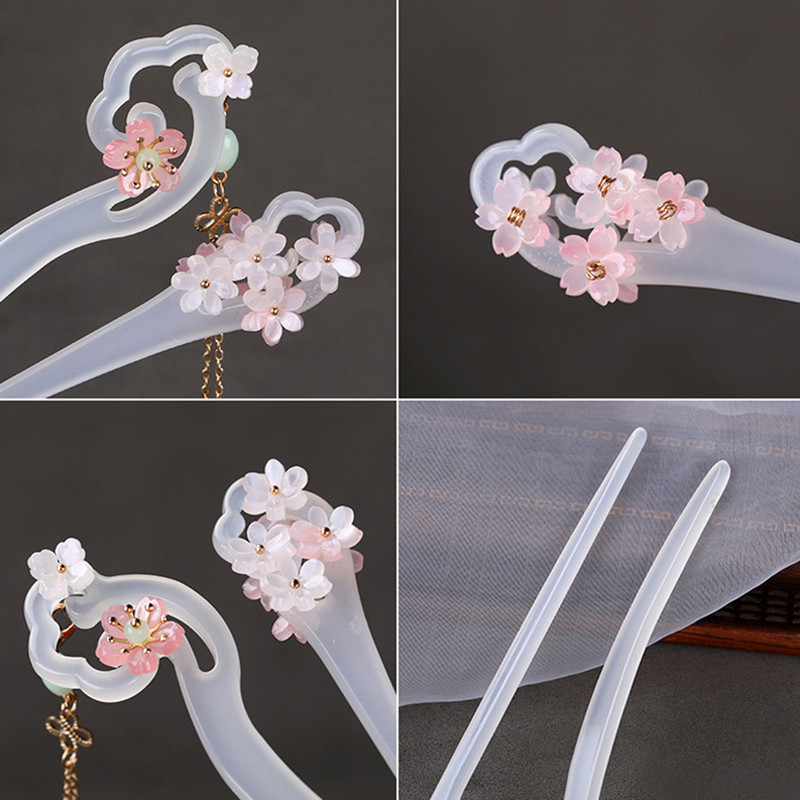 Čínske vlasové tyčinky s kvetinovou výzdobou, prívesok, šperky, retro módny účes, držiak na cop, šperky pre ženy a dievčatá