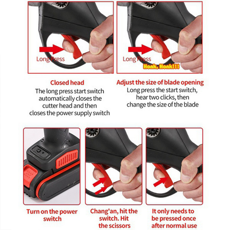 88VF Akumuliatorinė genėjimo mašinėlė Įkraunama baterija Genėjimo žirklės elektrinės žirklės Bonsai genėjimas vaismedžių šakų pjoviklis Kraštovaizdžio tvarkymas