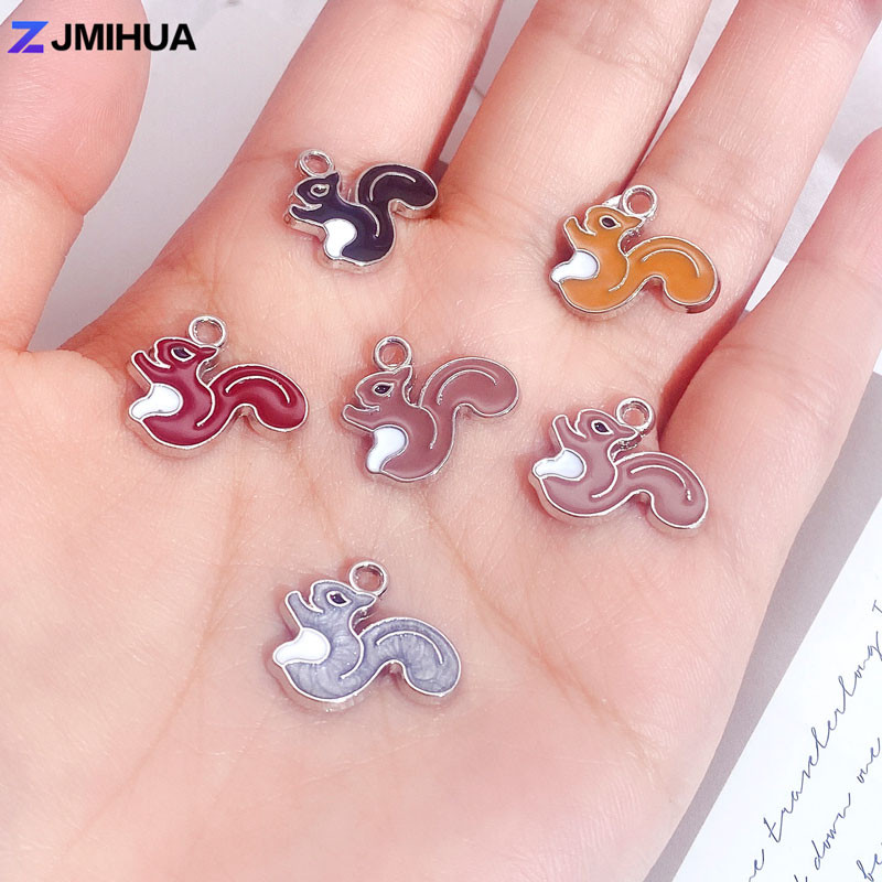 15 ks roztomilých príveskov s veveričkami, smaltované prívesky na výrobu šperkov, náhrdelníky, náušnice, náramky, ručne vyrobené doplnky.