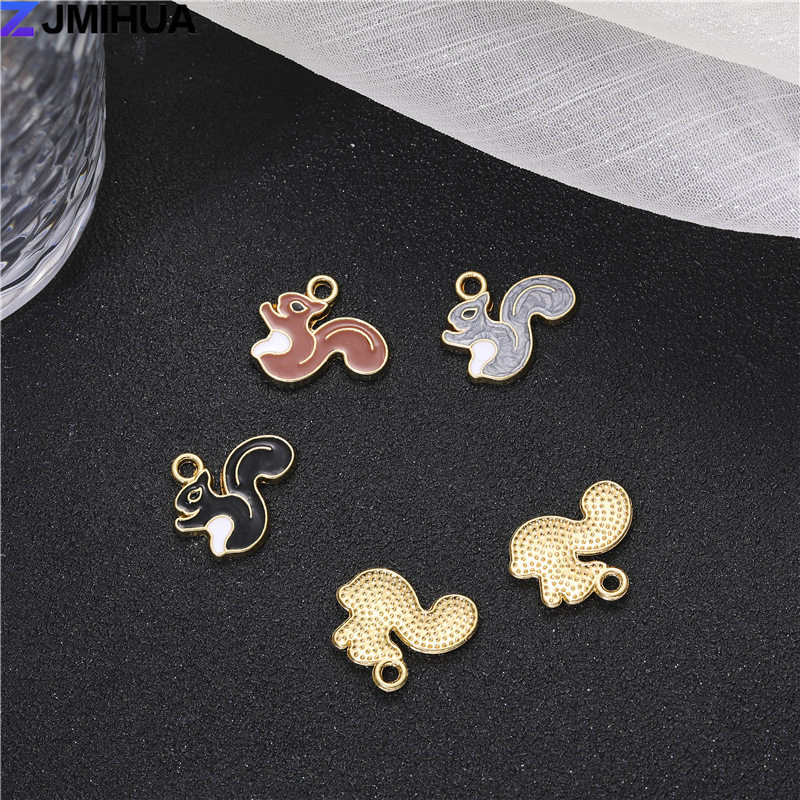 15 ks roztomilých príveskov s veveričkami, smaltované prívesky na výrobu šperkov, náhrdelníky, náušnice, náramky, ručne vyrobené doplnky.