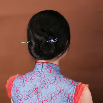 Morkopela Винтидж емайлиран паун пръчка за коса фиби щипка със страз дамски банкет бижута за коса китайски стил аксесоари за коса