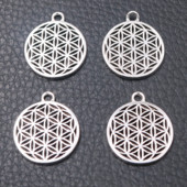 20 buc. Pandantive Placate cu argint Floarea Vieții, Cercei, brățări retro, Accesorii metalice, Brelocuri pentru bijuterii Artizanat, descoperiri