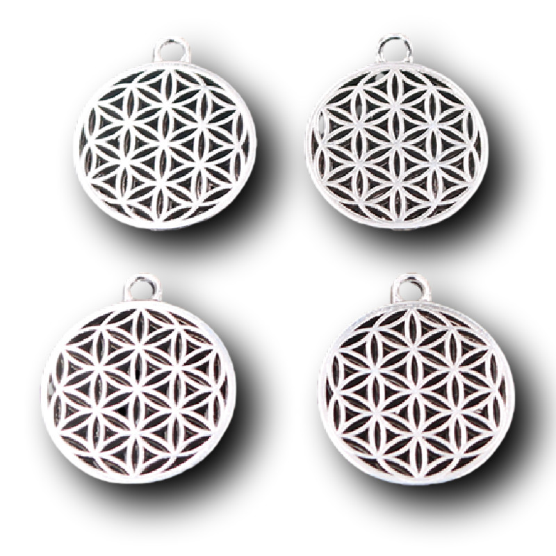 20 buc. Pandantive Placate cu argint Floarea Vieții, Cercei, brățări retro, Accesorii metalice, Brelocuri pentru bijuterii Artizanat, descoperiri
