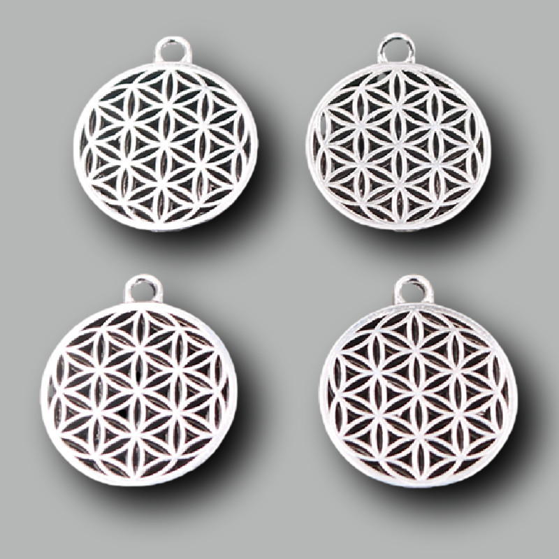20 buc. Pandantive Placate cu argint Floarea Vieții, Cercei, brățări retro, Accesorii metalice, Brelocuri pentru bijuterii Artizanat, descoperiri
