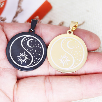 2PCS Sun Moon The Milky Way Медальон Направи си сам подарък от неръждаема стомана за жени Мъже Чар висулка за гривна Бижута Находки