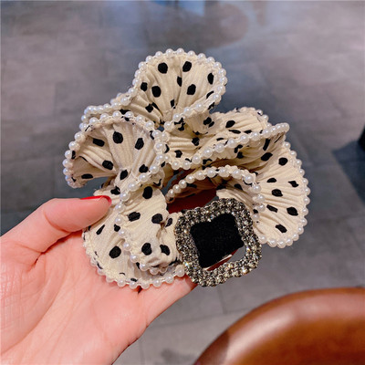 Ruoshui Woman Girls Crystal Plaukų Kaklaraiščiai Taškiniai Perliniai Scrunchies Moteriški Plaukų Aksesuarai Žiedai Guminės juostelės Arklio uodegos laikikliai Galvos apdangalai