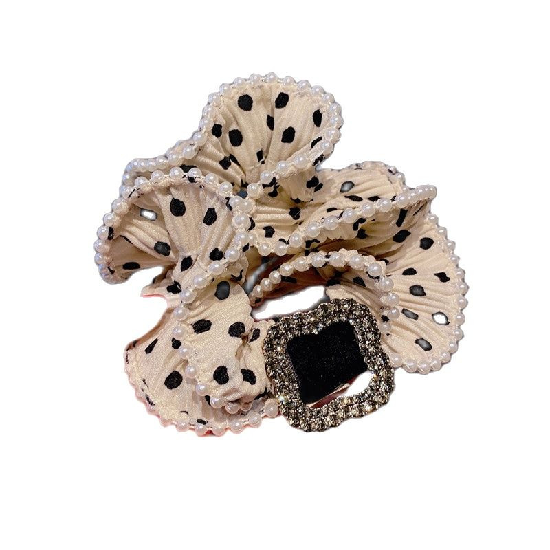 Ruoshui Woman Girls Crystal Plaukų Kaklaraiščiai Taškiniai Perliniai Scrunchies Moteriški Plaukų Aksesuarai Žiedai Guminės juostelės Arklio uodegos laikikliai Galvos apdangalai