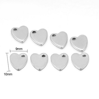 Μενταγιόν 20 τμχ από ανοξείδωτο ατσάλι Small Flat Heart Charms μενταγιόν για στολίδια κατασκευής κοσμημάτων DIY Βραχιόλι Γούρια ουράς