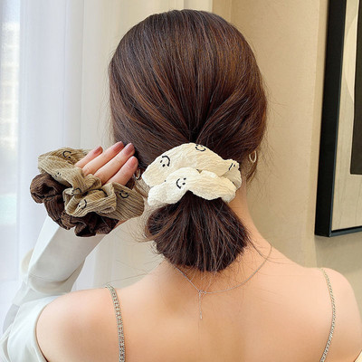 Νέα Κορεάτικη Γυναικεία Bubble Cotton Smiley Elastics Κορδέλα μαλλιών μονόχρωμη Scrunchies Hair Ties Γυναικεία αξεσουάρ για τα μαλλιά με αλογοουρά