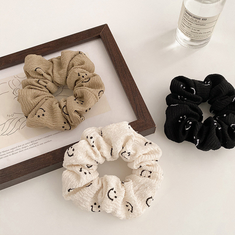 Νέα Κορεάτικη Γυναικεία Bubble Cotton Smiley Elastics Κορδέλα μαλλιών μονόχρωμη Scrunchies Hair Ties Γυναικεία αξεσουάρ για τα μαλλιά με αλογοουρά