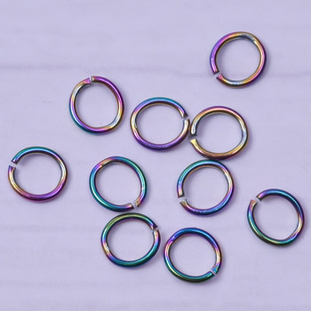 100 τμχ/παρτίδα Ανοξείδωτο ατσάλι O Ανοιχτό δαχτυλίδι άλματος 3,5 4 5 6 χιλιοστά 8 χιλιοστά 10 12 χιλιοστά DIY Αξεσουάρ κοσμημάτων Rainbow Color