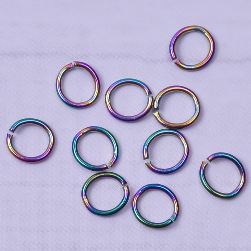 100db/tétel Rozsdamentes acél O nyitott ugrógyűrű 3.5 4 5 6mm 8mm 10 12mm barkács Szivárvány színű ékszer kiegészítők