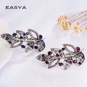 EASYA 5 стила ретро метални шноли за коса за жени Vintage Crystal Love Heart Butterfly Leaf Crown Щипки за коса за момичета Фиби