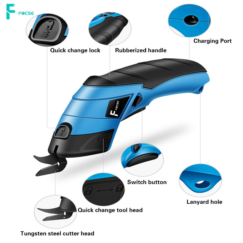 3,6 V punjive bežične električne škare od tkanine Glava rezača od volframovog čelika Tepih od PVC-a Koža Krojačke škare za šivanje