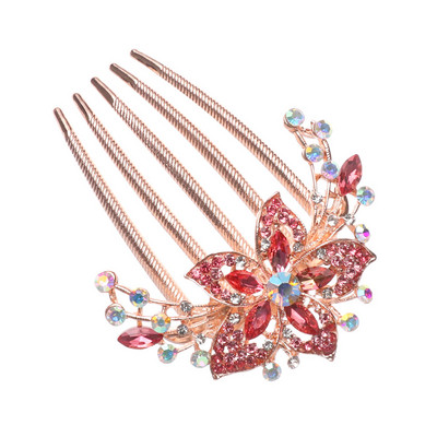 Divat Elegáns Fényes Strasszkő Hajfésű Női Berakásos Virágos Hajtű Fejfedők Kiegészítők Menyasszonyi Haj Ékszerek