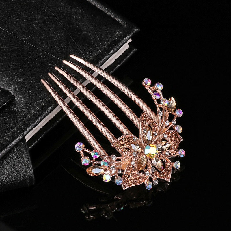 Divat Elegáns Fényes Strasszkő Hajfésű Női Berakásos Virágos Hajtű Fejfedők Kiegészítők Menyasszonyi Haj Ékszerek