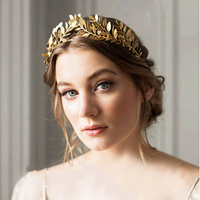 Lapų stiliaus Vestuvių Vakarėlis Karūnos nuotakos Tiara Vintage Bride plaukų lankelis Auksinis / Smulkintas nuotakos galvos aksesuarai Moteriški papuošalai plaukų juosta