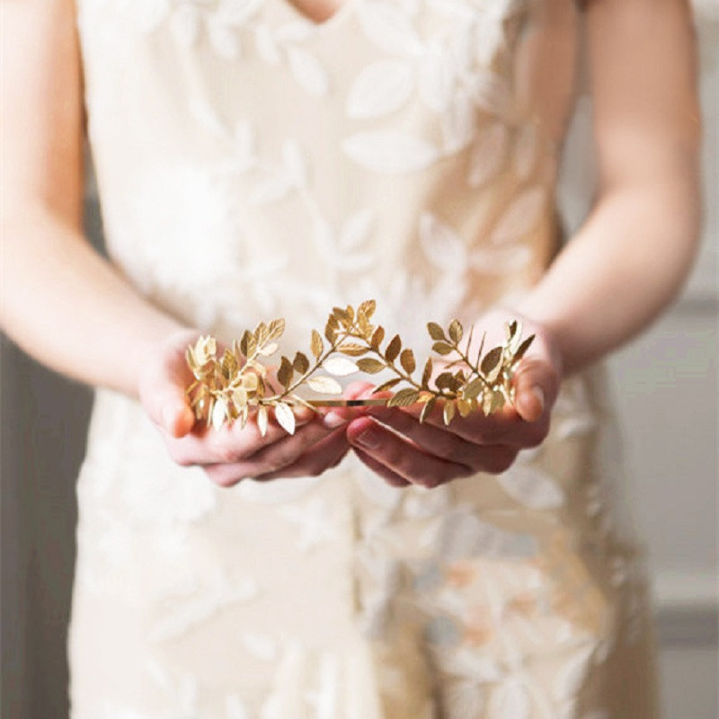 Levél stílusú Esküvői Party Korona menyasszonyi tiara Vintage menyasszonyi hajkarika Arany/Sliver menyasszonyi fej Kiegészítők Női Ékszerek Hajpánt