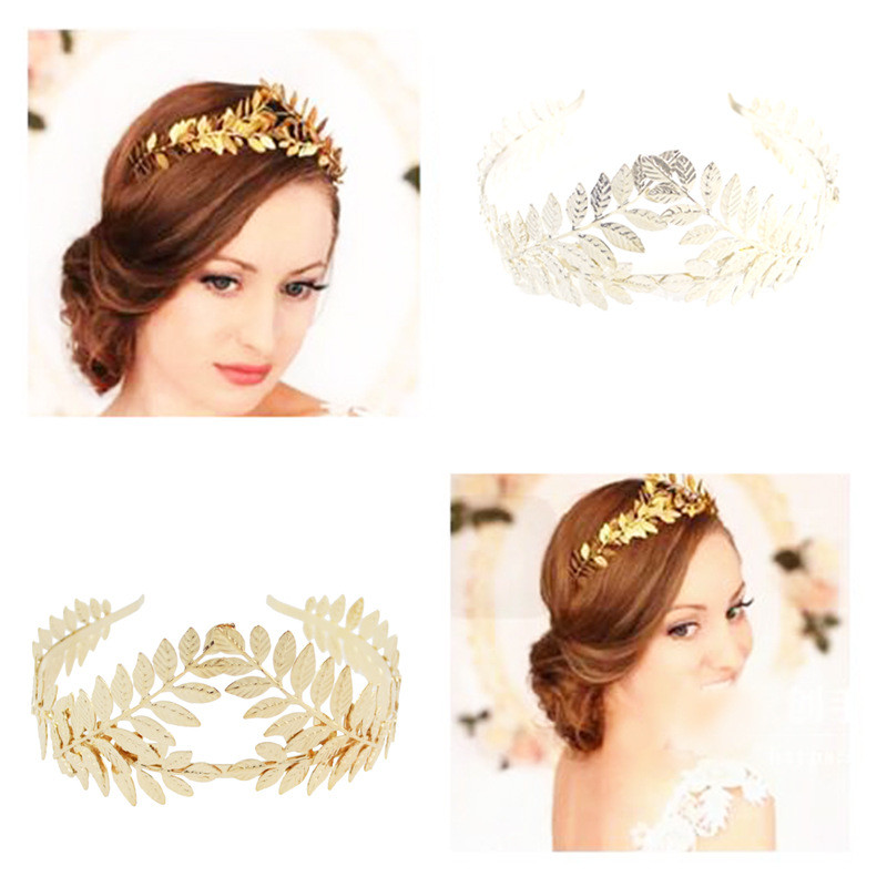 Levél stílusú Esküvői Party Korona menyasszonyi tiara Vintage menyasszonyi hajkarika Arany/Sliver menyasszonyi fej Kiegészítők Női Ékszerek Hajpánt