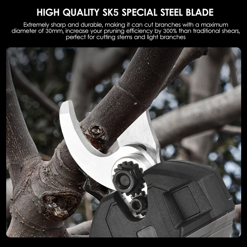 Nanwei 21V akumulatorske električne škare za orezivanje bez četkica 10Ah/20Ah na baterije Mašine za rezanje grana 30mm promjer rezanja