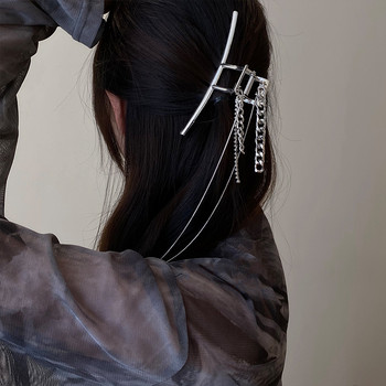 Метална верижка с пискюли Нокти за коса Големи сребърни шноли Фиби Големи щипки за коса Аксесоари за коса за жени Шапки за коса