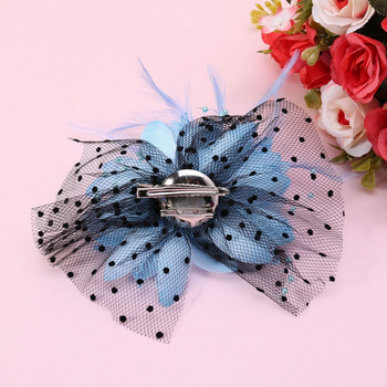 Γυναικεία Νυφικό Διχτυωτό Φιόγκο με φτερά χάντρες Wedding Fascinator Dot Veil Hair Clip Καρφίτσα