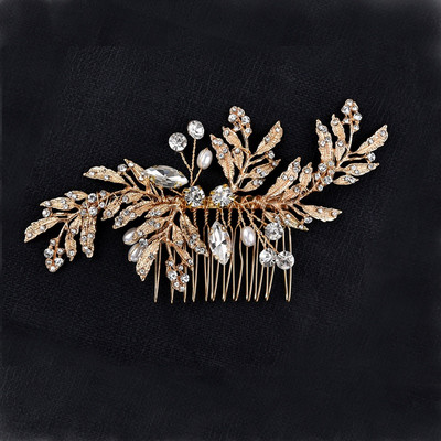 La modă tiara lucrată manual pieptene de păr pentru nuntă, frunze, flori, ace de păr de mireasă, perle, strasuri, bijuterii pentru cap, accesorii de păr pentru nunta pentru fete