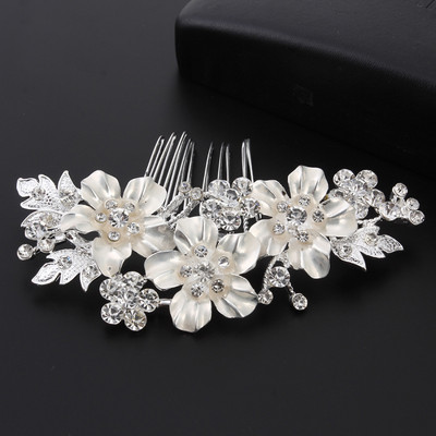 La modă tiara lucrată manual pieptene de păr pentru nuntă, frunze, flori, ace de păr de mireasă, perle, strasuri, bijuterii pentru cap, accesorii de păr pentru nunta pentru fete