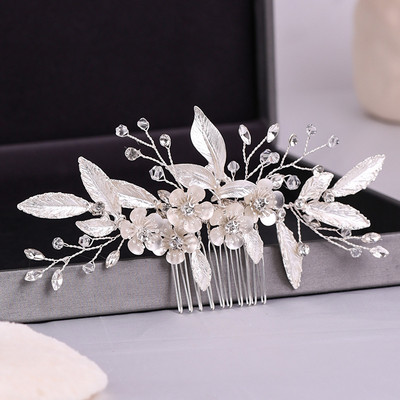 La modă tiara lucrată manual pieptene de păr pentru nuntă, frunze, flori, ace de păr de mireasă, perle, strasuri, bijuterii pentru cap, accesorii de păr pentru nunta pentru fete