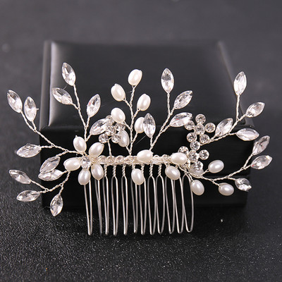 La modă tiara lucrată manual pieptene de păr pentru nuntă, frunze, flori, ace de păr de mireasă, perle, strasuri, bijuterii pentru cap, accesorii de păr pentru nunta pentru fete