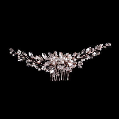 La modă tiara lucrată manual pieptene de păr pentru nuntă, frunze, flori, ace de păr de mireasă, perle, strasuri, bijuterii pentru cap, accesorii de păr pentru nunta pentru fete