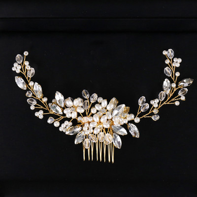 La modă tiara lucrată manual pieptene de păr pentru nuntă, frunze, flori, ace de păr de mireasă, perle, strasuri, bijuterii pentru cap, accesorii de păr pentru nunta pentru fete