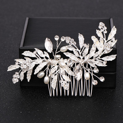La modă tiara lucrată manual pieptene de păr pentru nuntă, frunze, flori, ace de păr de mireasă, perle, strasuri, bijuterii pentru cap, accesorii de păr pentru nunta pentru fete