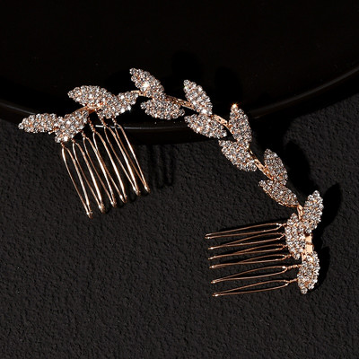 La modă tiara lucrată manual pieptene de păr pentru nuntă, frunze, flori, ace de păr de mireasă, perle, strasuri, bijuterii pentru cap, accesorii de păr pentru nunta pentru fete