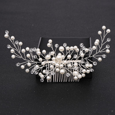 La modă tiara lucrată manual pieptene de păr pentru nuntă, frunze, flori, ace de păr de mireasă, perle, strasuri, bijuterii pentru cap, accesorii de păr pentru nunta pentru fete