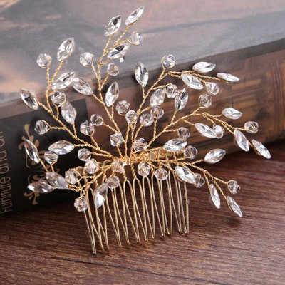 La modă tiara lucrată manual pieptene de păr pentru nuntă, frunze, flori, ace de păr de mireasă, perle, strasuri, bijuterii pentru cap, accesorii de păr pentru nunta pentru fete