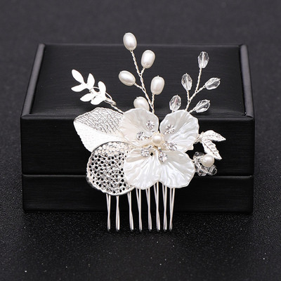 La modă tiara lucrată manual pieptene de păr pentru nuntă, frunze, flori, ace de păr de mireasă, perle, strasuri, bijuterii pentru cap, accesorii de păr pentru nunta pentru fete