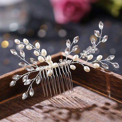 La modă tiara lucrată manual pieptene de păr pentru nuntă, frunze, flori, ace de păr de mireasă, perle, strasuri, bijuterii pentru cap, accesorii de păr pentru nunta pentru fete