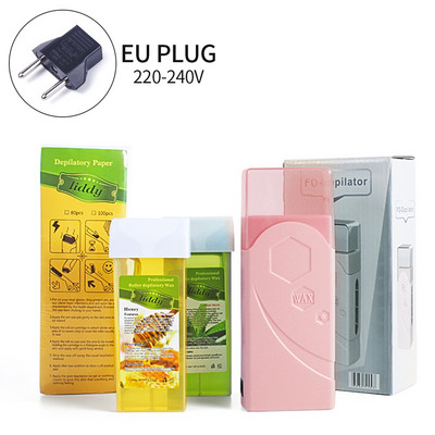 Epiliatorius 4in1 Roll-On Cartridge Depiliacinis parafino vaško šildytuvas vaškavimo popierius plaukelių šalinimo rinkinys depiliacijos įrankiui kostiumas namų salonas