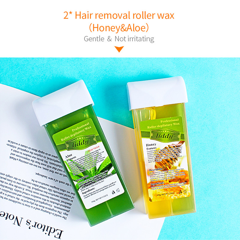 Epiliatorius 4in1 Roll-On Cartridge Depiliacinis parafino vaško šildytuvas vaškavimo popierius plaukelių šalinimo rinkinys depiliacijos įrankiui kostiumas namų salonas