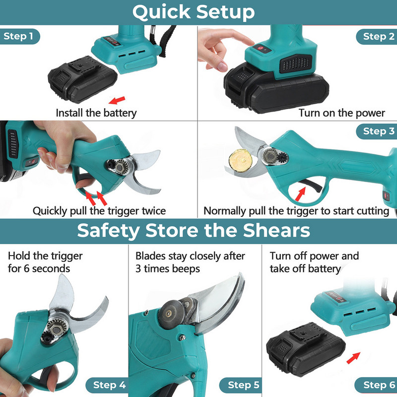 Akumulatorske električne škare za rezidbu Električne škare Rezač s punjivim baterijama Učinkovit električni alat za grane bonsaija od voćaka