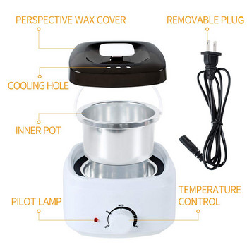 Wax Warmer Heater Set Αποτρίχωση Wax-melt Machine Κιτ αποτρίχωσης 200g Wax Beans Αποτριχωτικό Παραφίνη 10 Wood Sticks Calentador